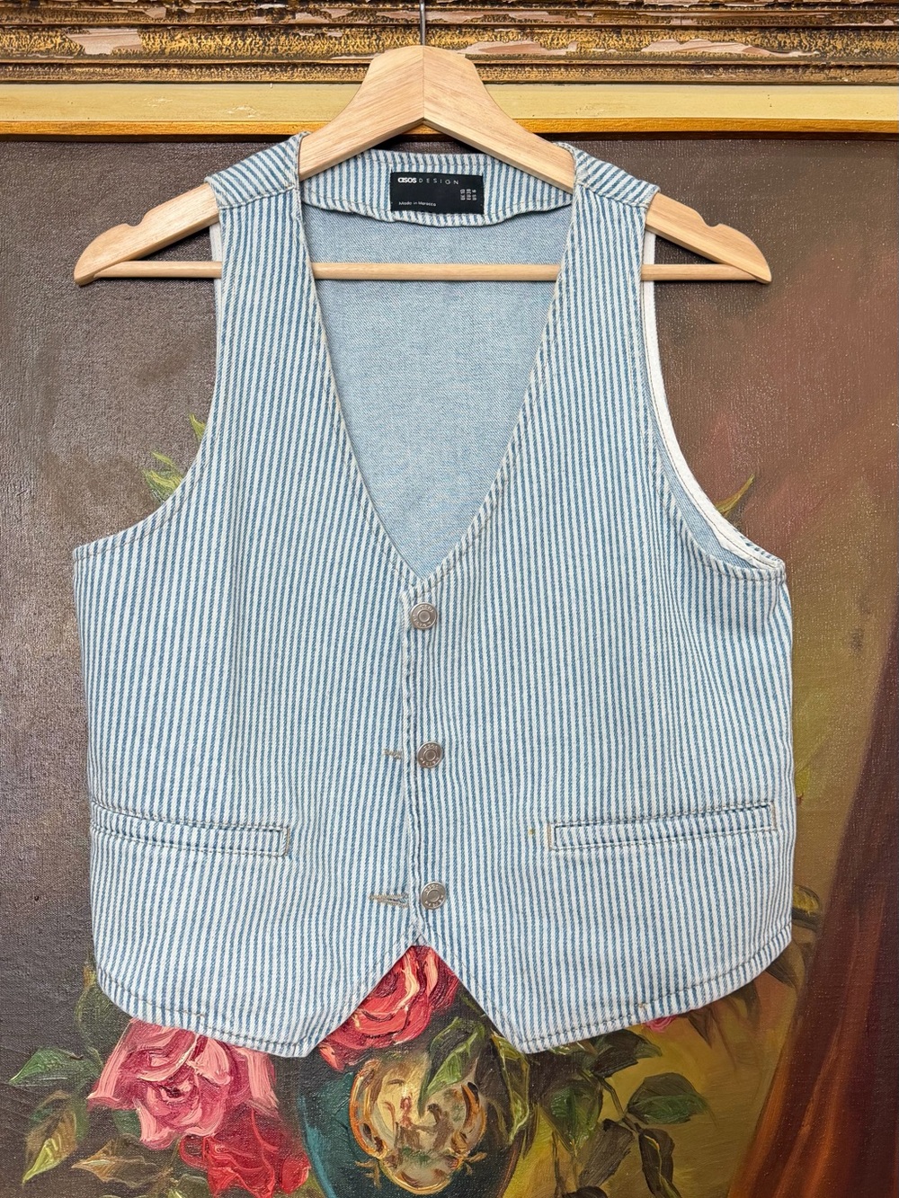 ASOS Blue and White Striped Cotton Vest